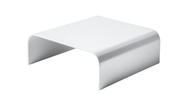 Modern white curved table isolated on white background for website design