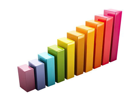 Colorful, 3D bar graph ascending