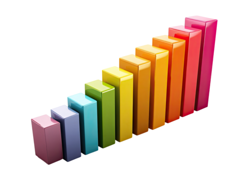 Colorful, 3D bar graph ascending
