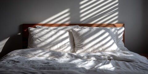 Bright Scandinavian-style bedroom evokes tranquility, modern living, and minimalist home decor for lifestyle, interior design, and wellness marketing