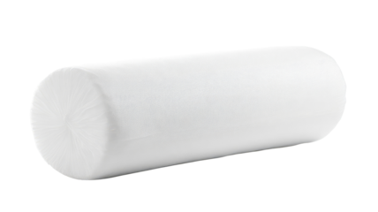 Cylindrical white object, smooth surface, likely a bolster or cushion