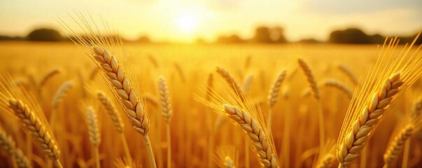 Golden barley field ready for harvest, sunlit stalks swaying gently in the breeze Abundant crop, ripe and ready for reaping Agricultural scene, rural landscape , harvesting, agricultural land