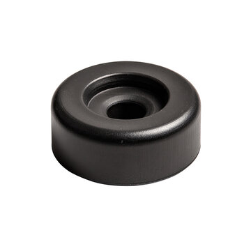 Black rubber foot, studio shot, isolated, furniture part, industrial background