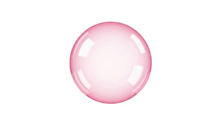 Glossy pink bubble with soft light reflection on white background