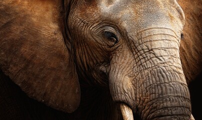 Fototapeta premium Close-up of an elephant's face. Detailed skin textures