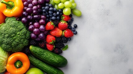 Vibrant Fruits and Veggies: A Top View of Nutritious Fare to Boost Your Immune System