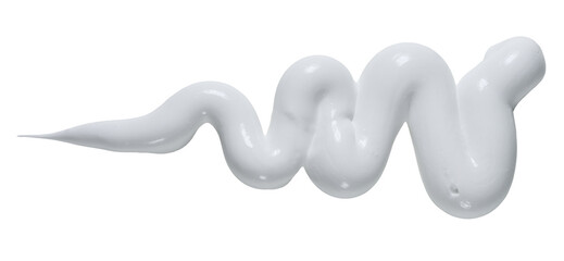 A wavy, curved strip of white thick paint or cream, isolated background.