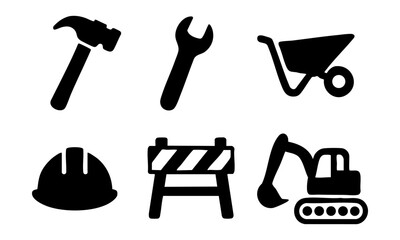 Set of icons related to construction vector 