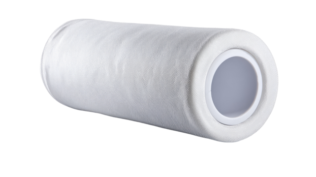 White cylindrical water filter close-up, studio shot, clean background, purification