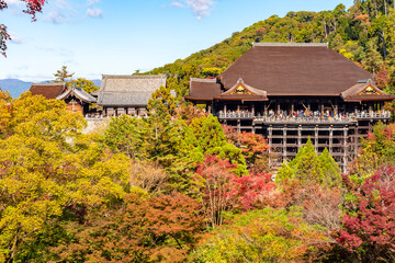 Kiyomizu-dera temple and gardens in autumn, Kyoto, Japan