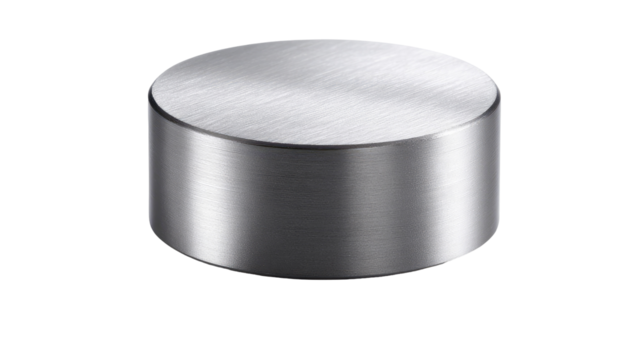 Brushed metal cylinder studio shot, isolated