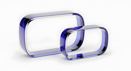 Two blue translucent rounded rectangles isolated on white background