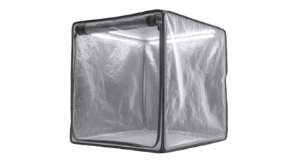 Square, clear plastic grow tent with LED lights