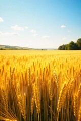 Golden wheat field rippling gently in the summer breeze, sunlit stalks stretching to the horizon A picturesque landscape of rural agriculture , texture, vast