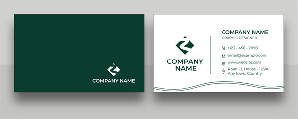 Minimal Green Wave Business Card Template | Modern Corporate Visiting Card Design