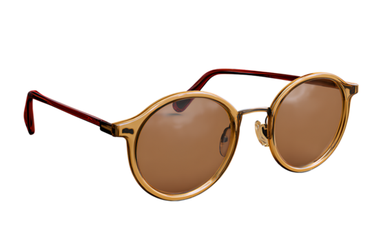 vintage sunglasses, in a brown and gold color, , in png format