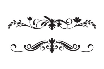 Elegant black flourishes and swirls decorative elements