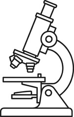 Microscope line drawing icon, scientific research tool, laboratory equipment vector, optical instrument for biology and science education, black and white illustration