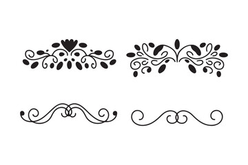 Elegant black flourish ornaments and borders set
