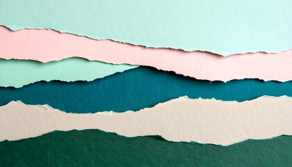 Abstract paper layers with ripped edges in pastel colors