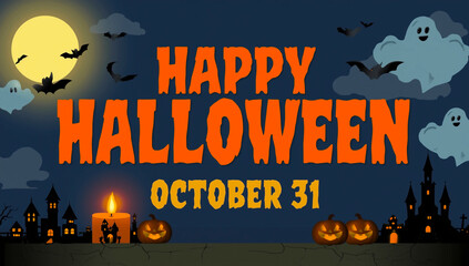 halloween background with pumpkin and bats