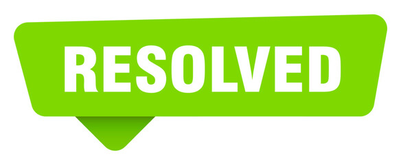 resolved green sign isolated on transpatent background. resolved sticker