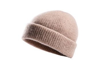 Light beige, ribbed knit beanie