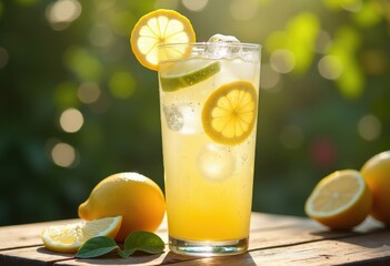 Refreshing Stylish Glass Lemonade Cold Drink With Ice Citrus Flavor Perfect for Hot Weather