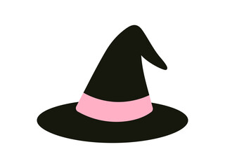 Vector halloween witch hat cartoon clipart isolated on white background. Halloween accessory for magic costume and spooky design.