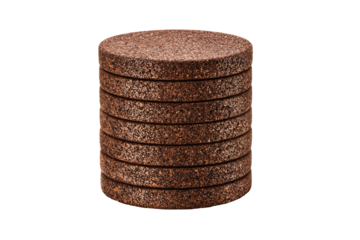 Stacked brown circular discs