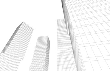 Abstract architectural buildings 3d rendering