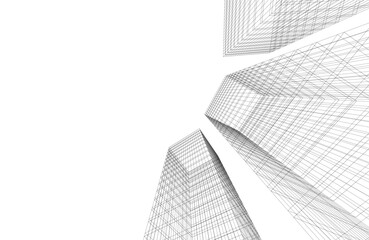 Fototapeta premium Abstract architectural buildings 3d rendering