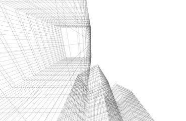 Abstract architectural buildings 3d rendering