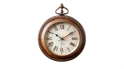 Vintage pocket watch isolated on transparent background, a timeless timepiece with roman numerals, showcasing classic design and elegance, perfect for collectors