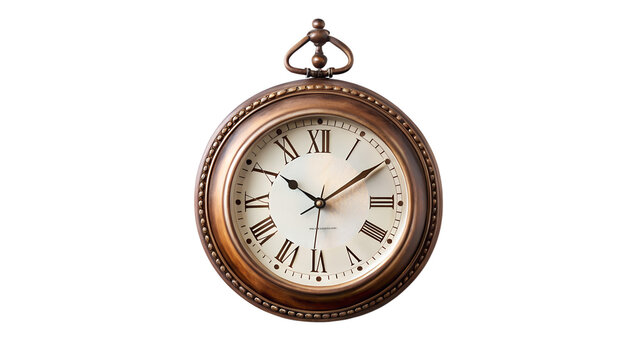 Vintage pocket watch isolated on transparent background, a timeless timepiece with roman numerals, showcasing classic design and elegance, perfect for collectors