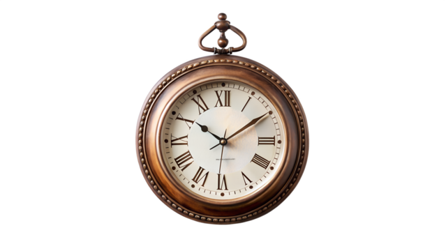 Vintage pocket watch isolated on transparent background, a timeless timepiece with roman numerals, showcasing classic design and elegance, perfect for collectors