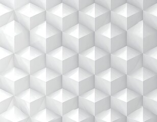 A repeating pattern of three-dimensional white cubes creates a striking visual effect.