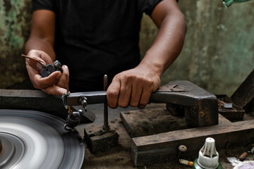 Diamod mining and crafting in Borneo, Indonesia