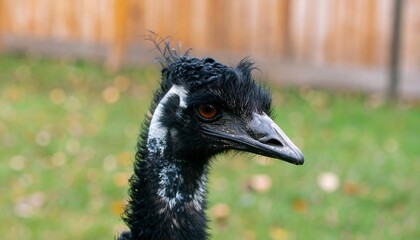 Close-up of an emu's head and neck