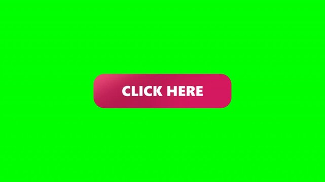 CLICK HERE Button. Simple, clean animation perfect for websites or apps UI,UX,GUI. animation on green background 4k video