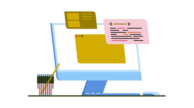 Code lines on desktop computer screen