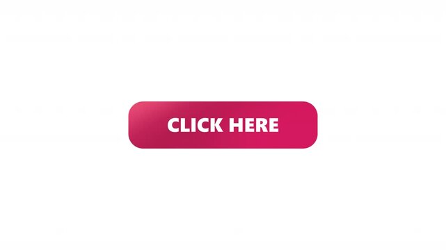 CLICK HERE Button. Simple, clean animation perfect for websites or apps UI,UX,GUI. animation on white background 4k video