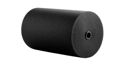 Dark grey fiber roll, studio shot, clean background, textile industry