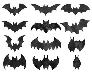 Fototapeta premium 水彩風コウモリイラスト 飾り枠 秋のフレーム ハロウィンの招待状・カードデザイン・ポスター・和風デザインの装飾