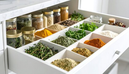 Organized spice drawer