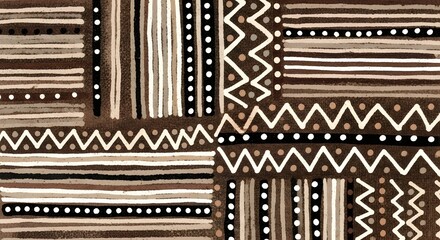 Minimal African mudcloth pattern with neutral earthy tones and simple tribal geometric shapes for backgrounds