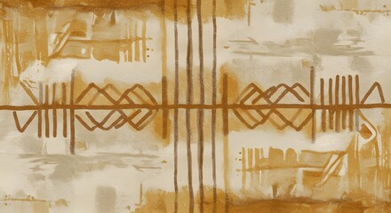Minimal African mudcloth pattern with neutral earthy tones and simple tribal geometric shapes for backgrounds