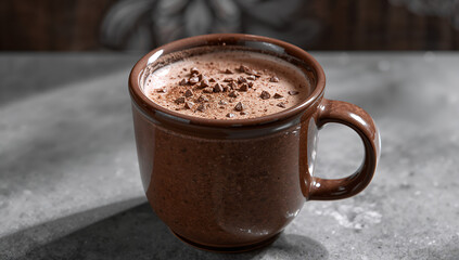 Obraz premium Rich Chocolate Drink with Dusty Topping in Cup
