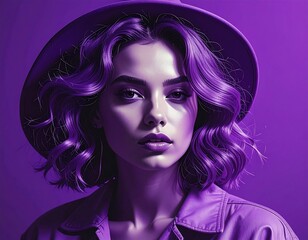 Portrait of a woman in a purple hat