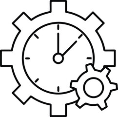 clock outline with gear inside for time optimization.